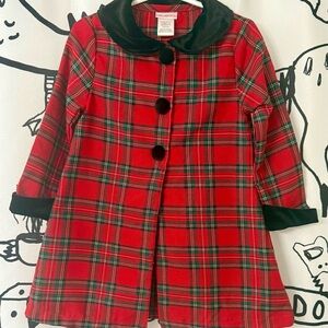Youngland Red and Green Plaid Pea Coat